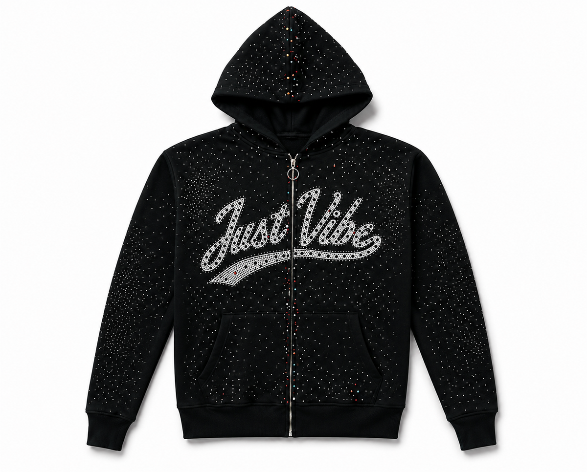 Just Vibe Rhinestone Zip Jacket (Pre-Order)